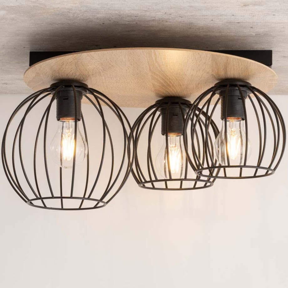 Lampa sufitowa Cyber 32356 druciak do przedpokoju czarny drewno