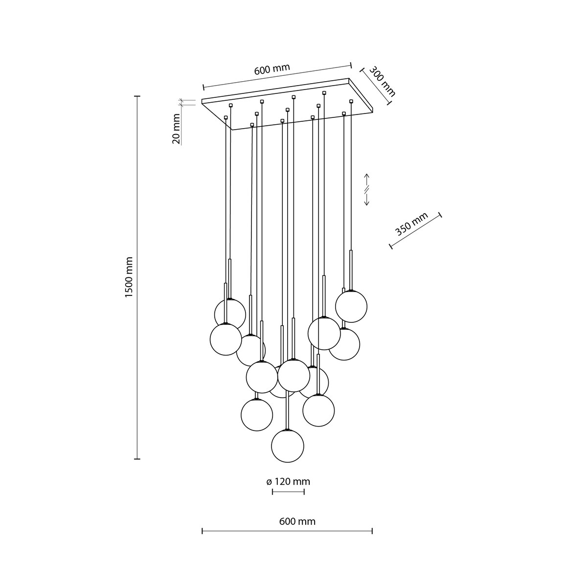 Lampa wisząca TK Lighting MARTIN WHITE 10079 13xG9 czarno-biała nowoczesna do salonu jadalni kuchni