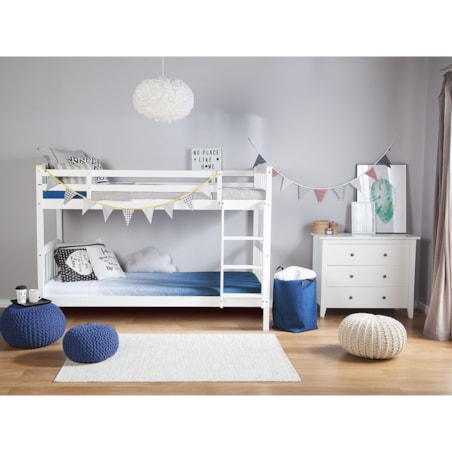 Łóżko piętrowe drewniane 90 x 200 cm białe REVIN