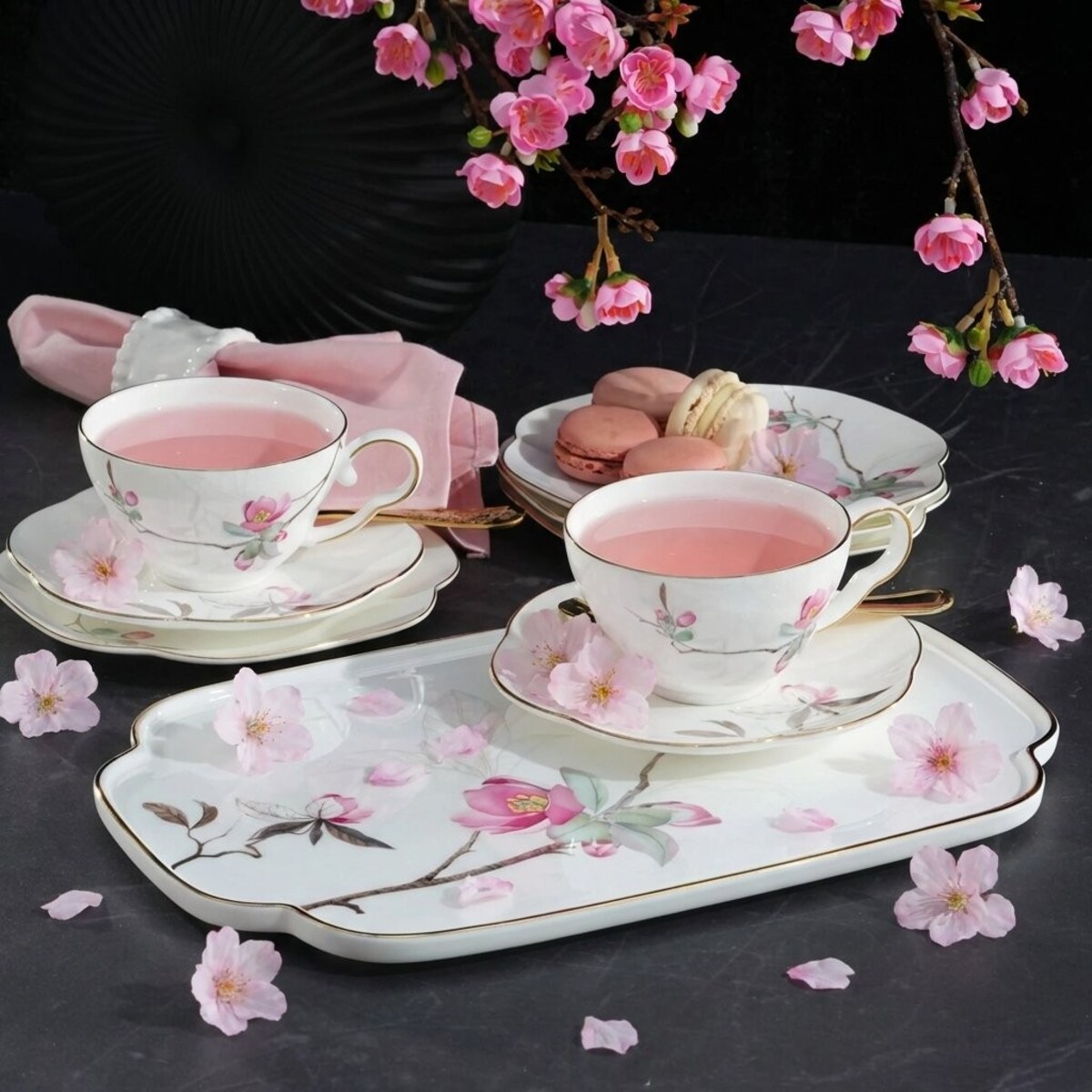 VILLA ITALIA Filiżanka do herbaty porcelanowa 200 ml ze spodkiem SPIRIT of JAPAN