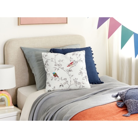 2 bawełniane poduszki dekoracyjne z motywem ptaków 45 x 45 cm białe DILLENIA