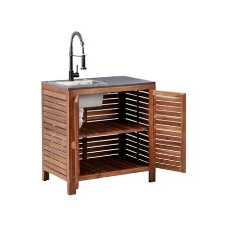Szafka kuchenna ogrodowa ze zlewem BRUCOLI Drewno akacjowe 80 cm 50 cm Brązowy/ czarny