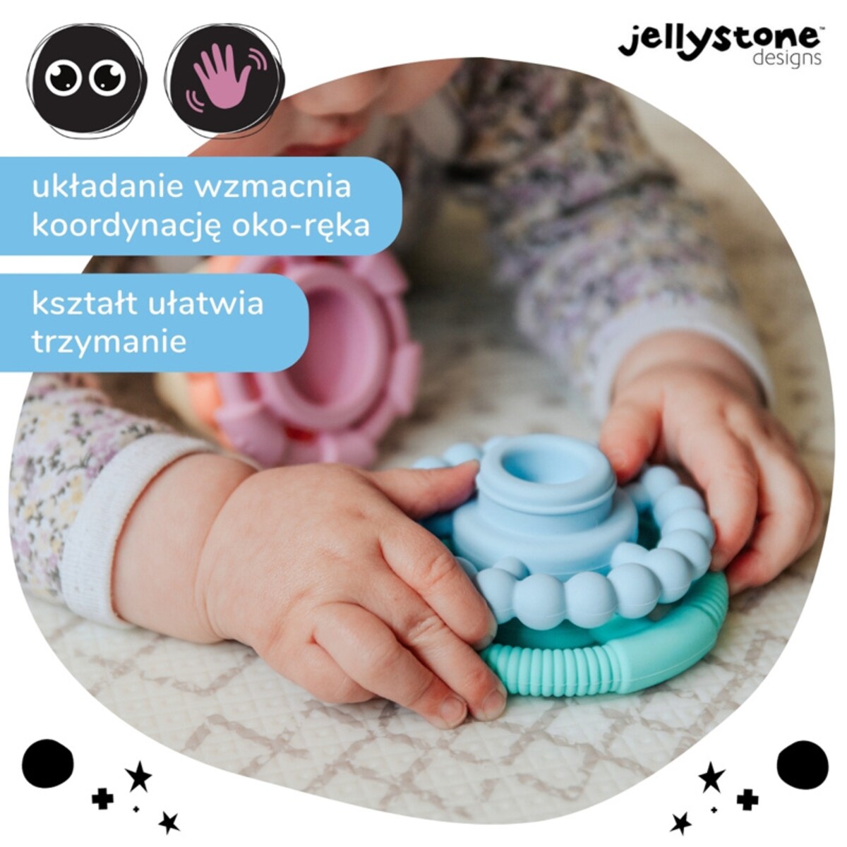 Silikonowy gryzak Mała Wieża, pastelowy, Jellystone