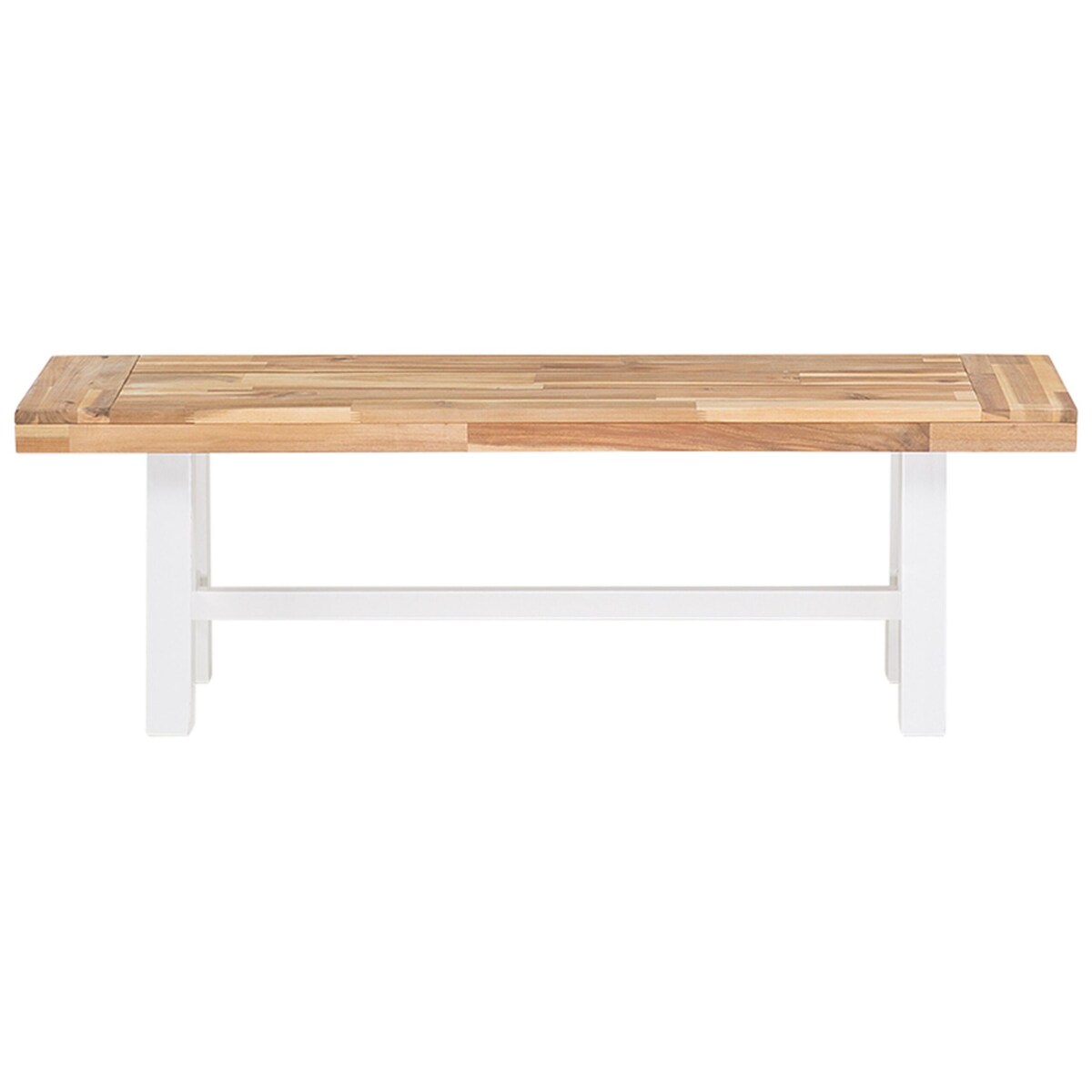 Zestaw ogrodowy drewniany stół i 2 ławki biały SCANIA