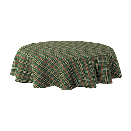 Obrus okrągły 130 x 130 cm zielono-czerwona kratka
