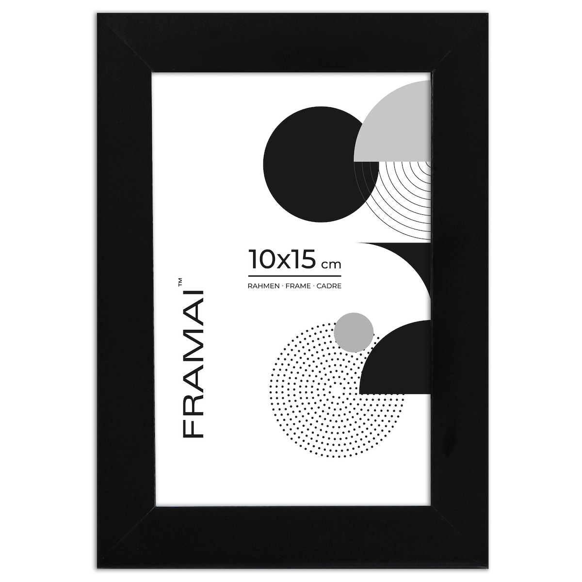 Ramka na zdjęcia 10x15 cm czarna rama MDF z plexi do powieszenia pion poziom stopka klasyczna ramka FRAMAI