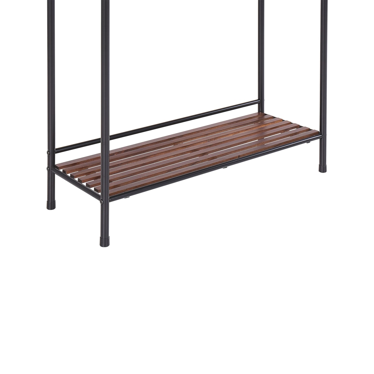 Stojak na ręczniki z półką 72 x 85 cm czarny z ciemnym drewnem MURIVA