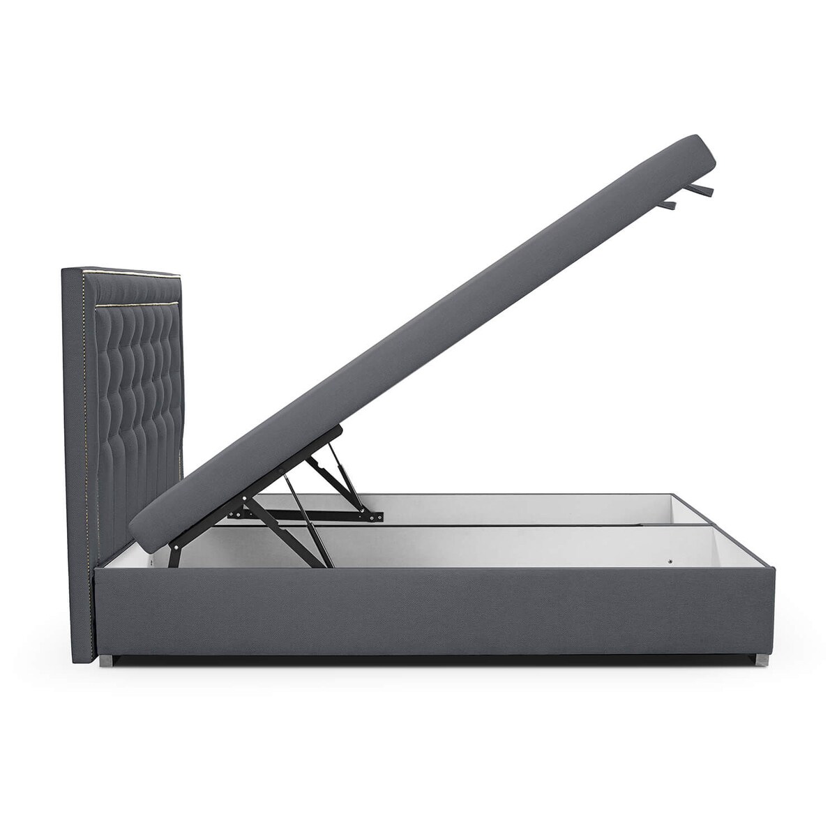Łóżko tapicerowane BALFORD 180x200 z pojemnikiem, Antracyt, tkanina Megan 367