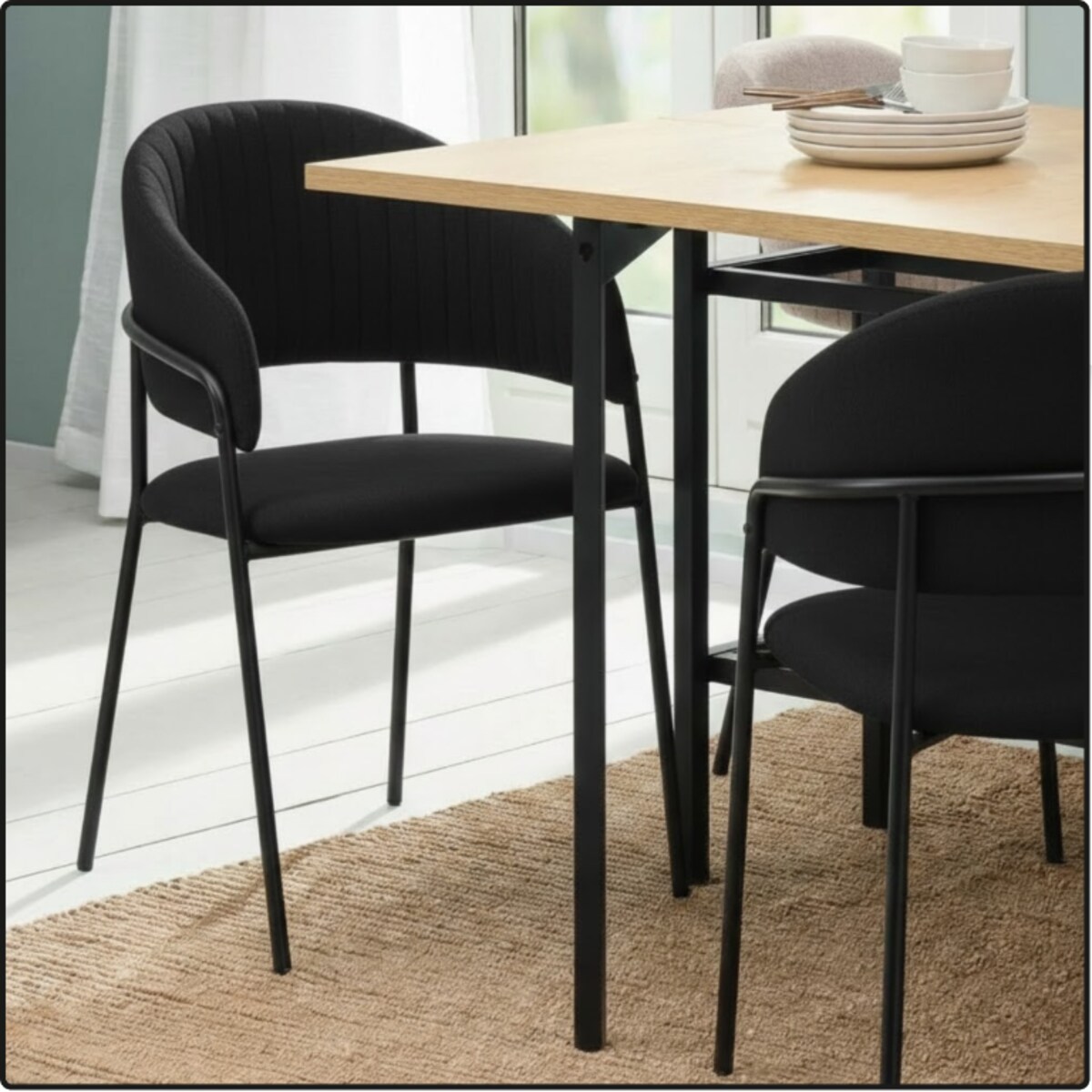 Krzesło tapicerowane nowoczesne wygodne pikowane do jadalni salonu czarne welurowe