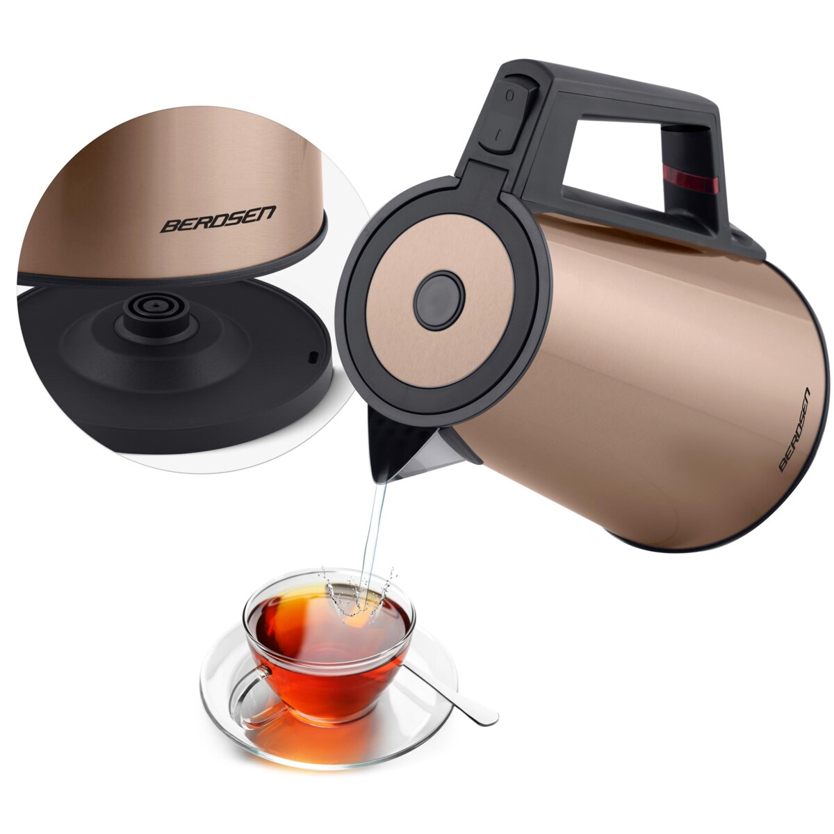 Czajnik elektryczny bezprzewodowy modny 1,7l 2200w Berdsen