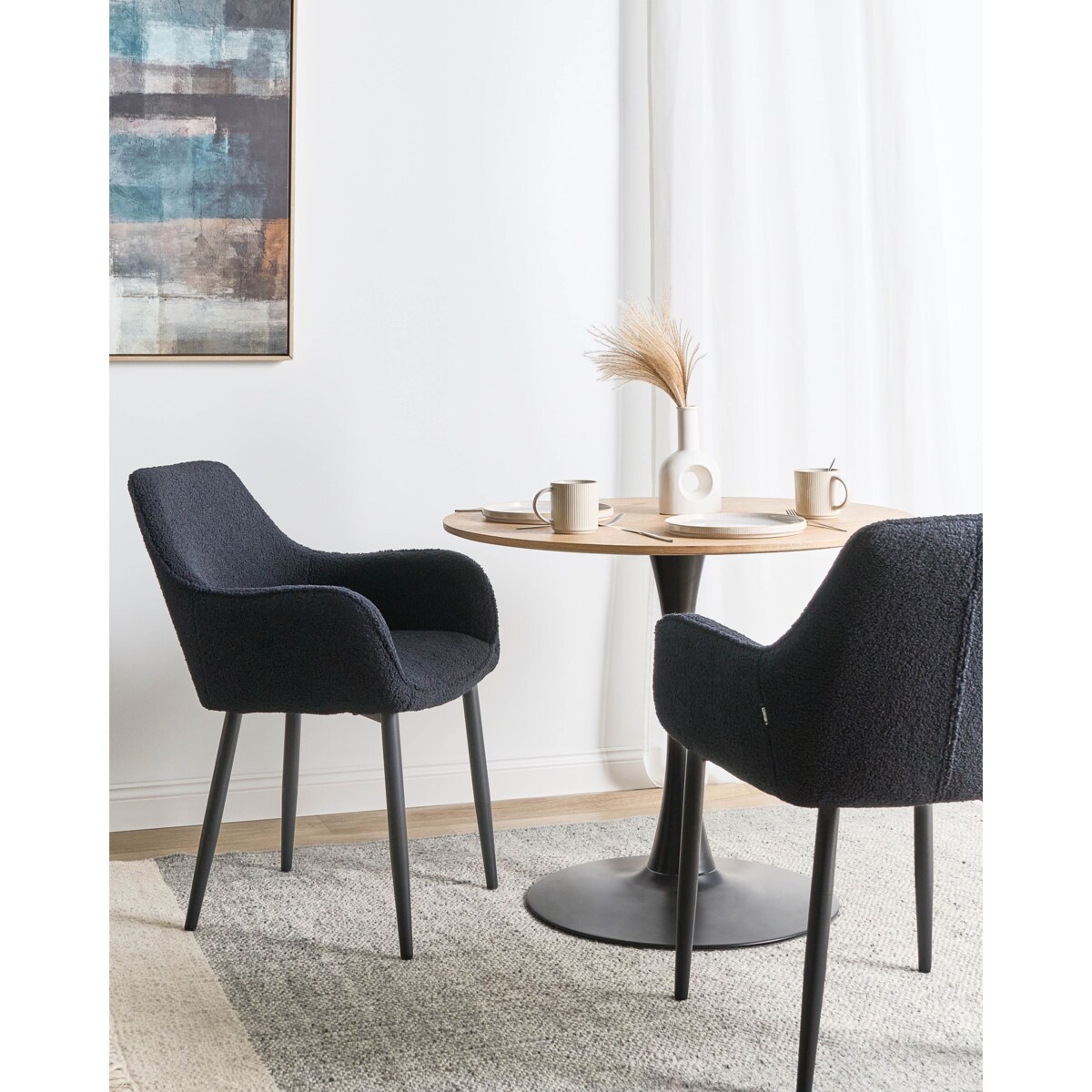 Zestaw 2 krzeseł do jadalni ALDEN Boucle Czarny