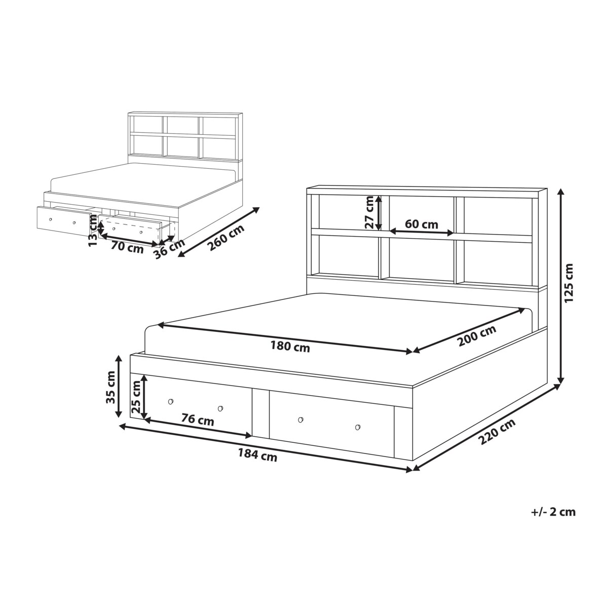Łóżko z szufladami TARARE 180 x 200 cm Biały