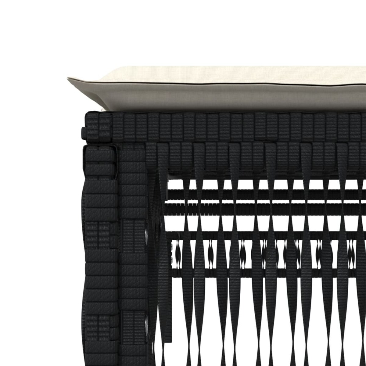 vidaXL Leżak z poduszką, czarny, polirattan