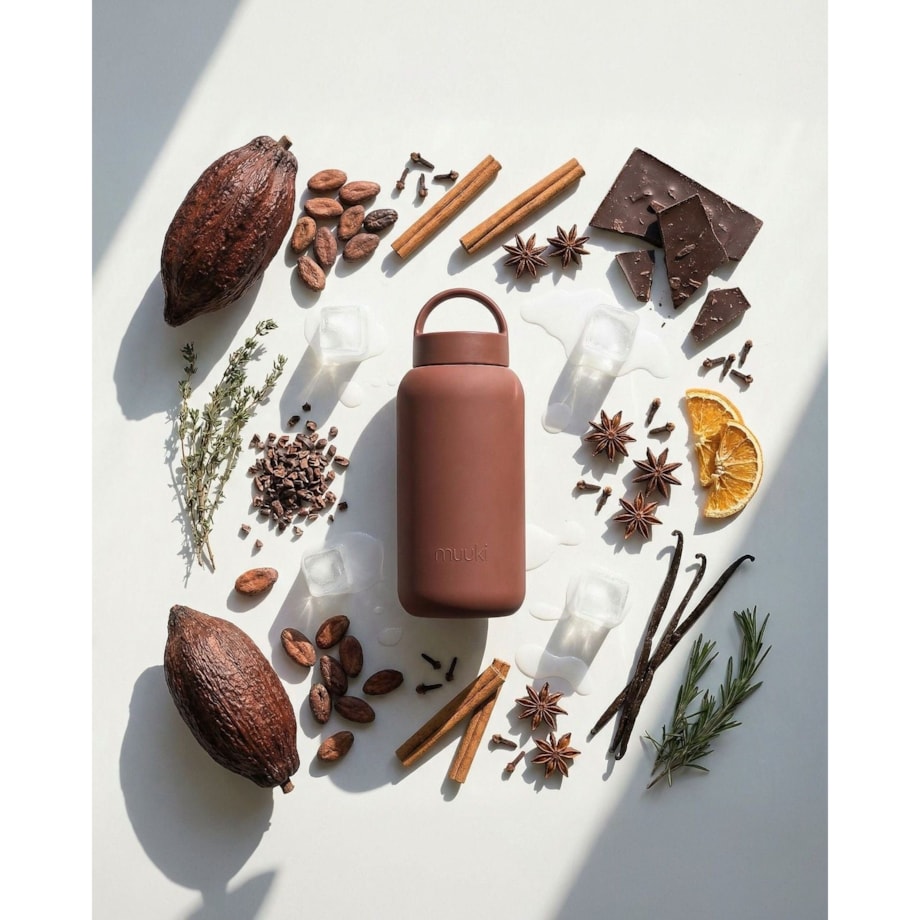 MUUKI DAILY BOTTLE szklana butelka na wodę 720 ml, Chocolate Plum