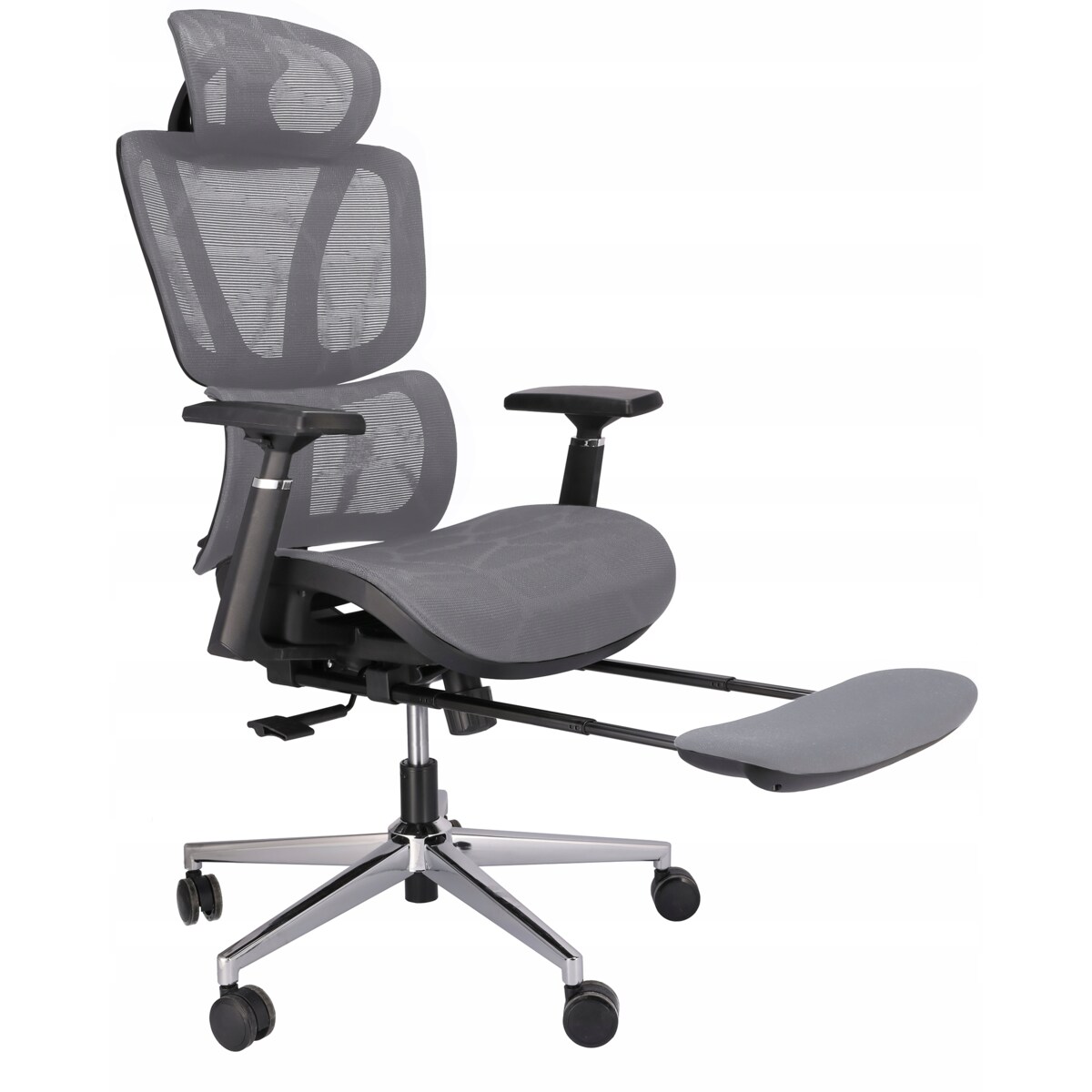 Fotel biurowy ergonomiczny NEOVA szary z podnóżkiem