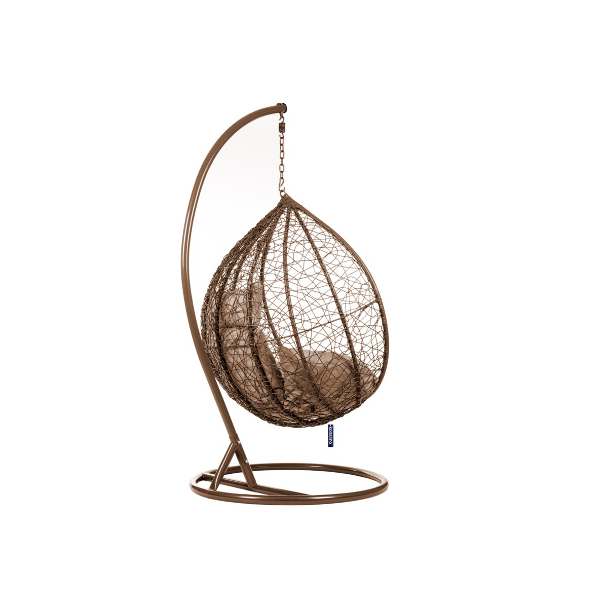 KONSIMO CULLUS Wiszący fotel kokon z technorattanu i pokrowcem, brązowy