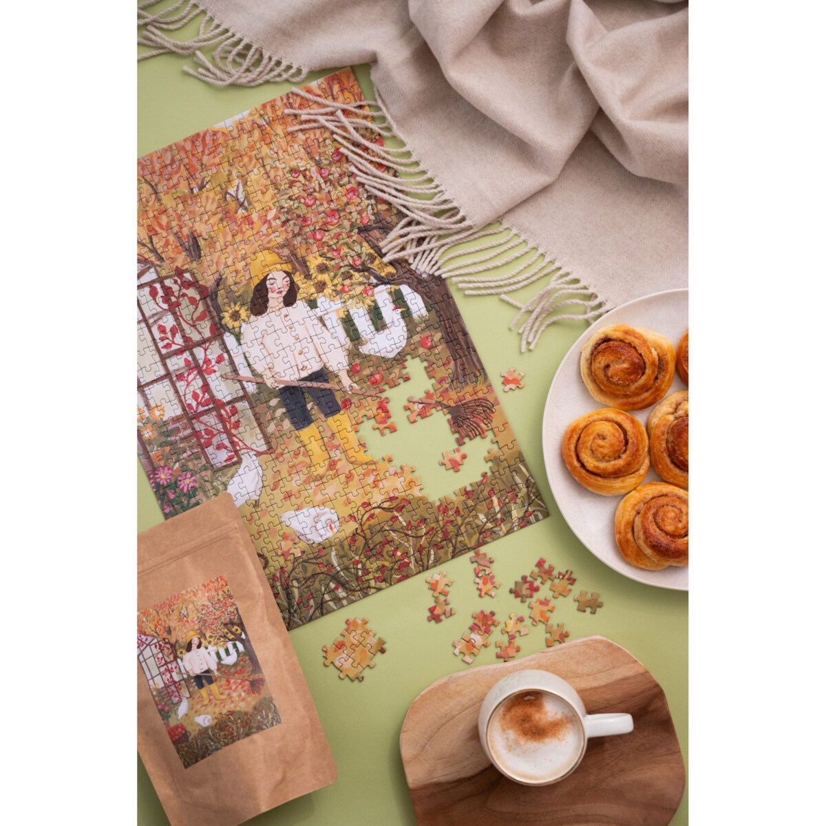 Muno Puzzle "Spadające Jabłka" by Asia Spettel Puzzle 500 el. w eco woreczku