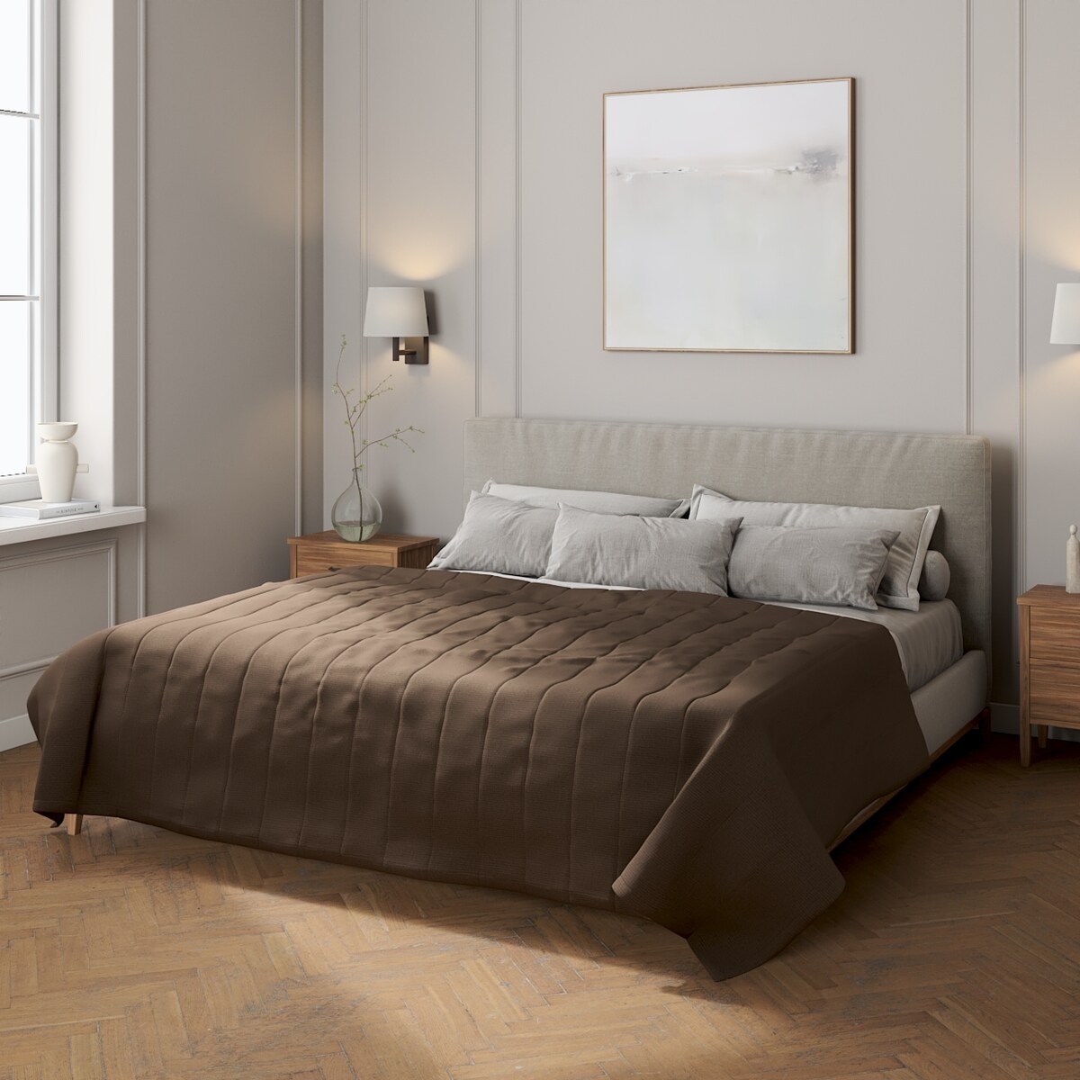 Narzuta pikowana w pasy 130x210 brązowy