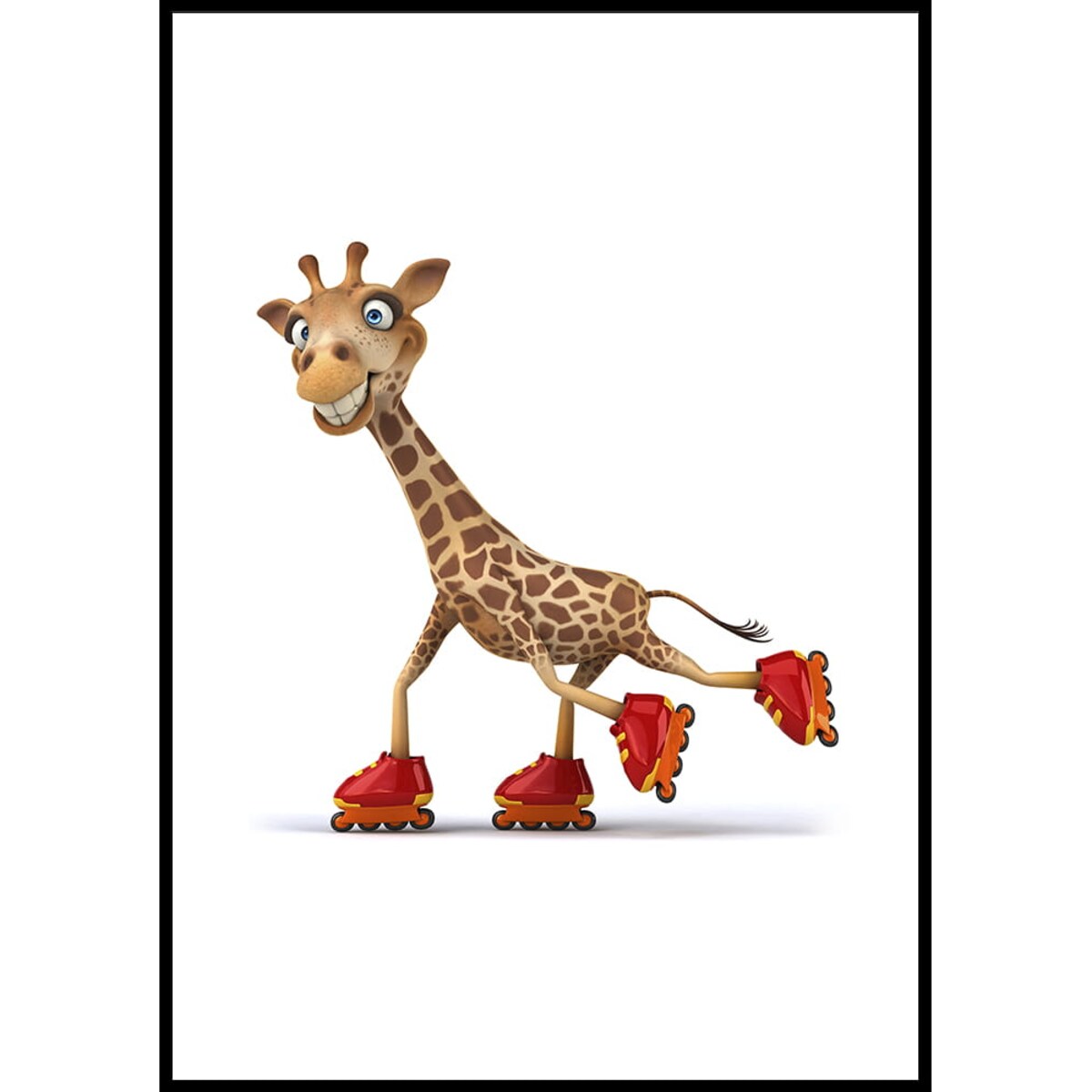 plakat żyrafa na wrotkach 21x30 cm