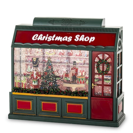 Dekoracja świąteczna SHOP 22x24x8 cm sklep z prezentami, LED i pozytywką