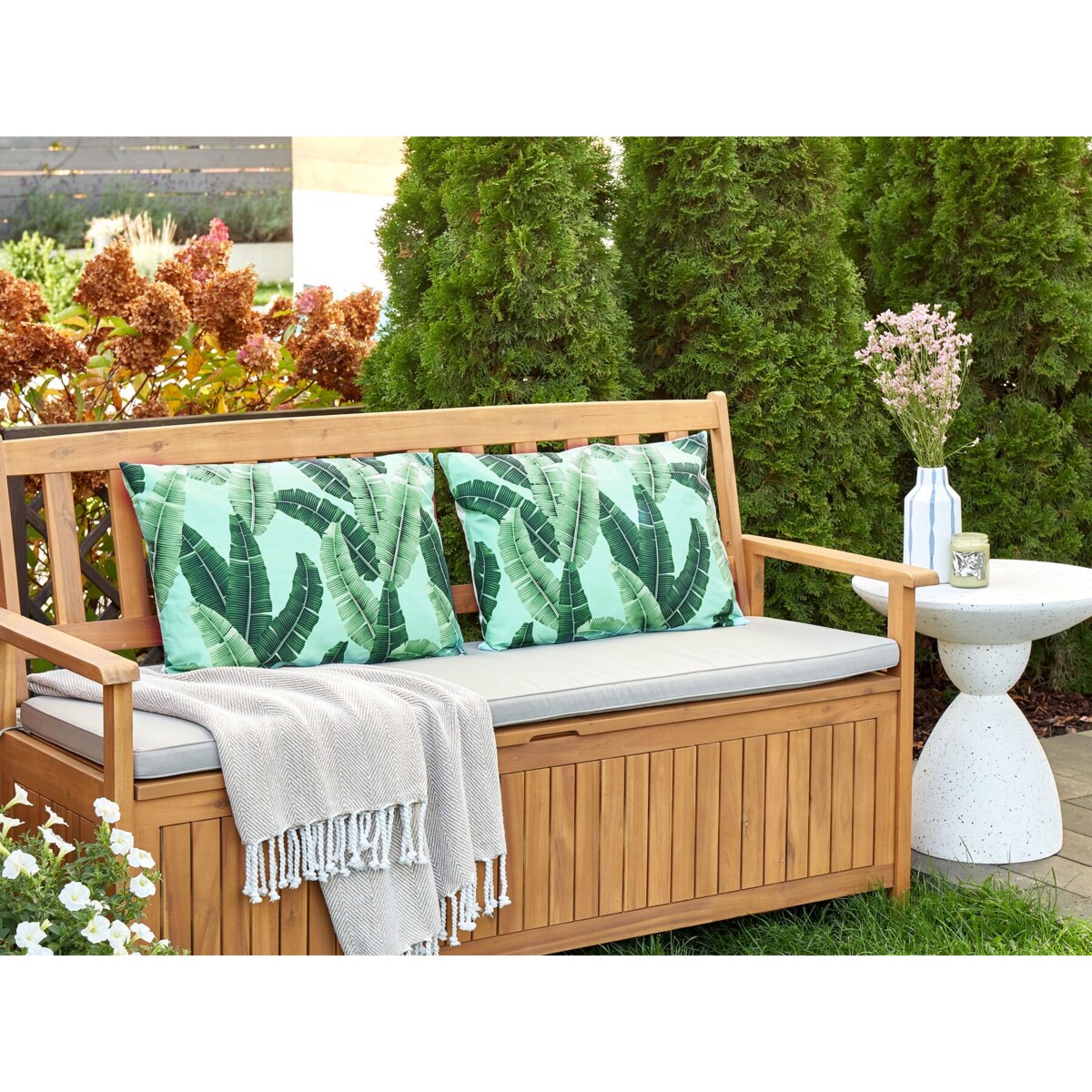2 poduszki ogrodowe w liście 40 x 60 cm zielone BOISSANO
