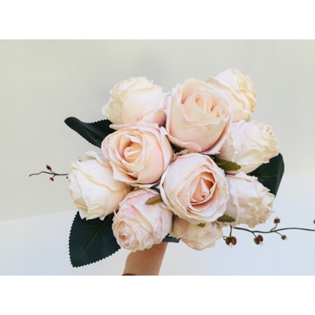 BUKIET róże sztuczne liście na stroik wiązanka do wazonu święta kremowe pik