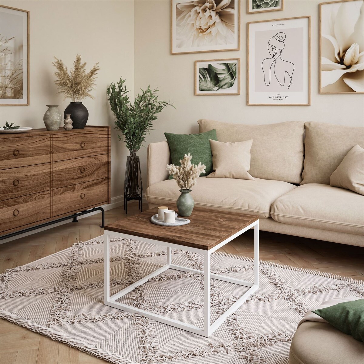 Stolik kawowy YOSHI biały dąb stirling