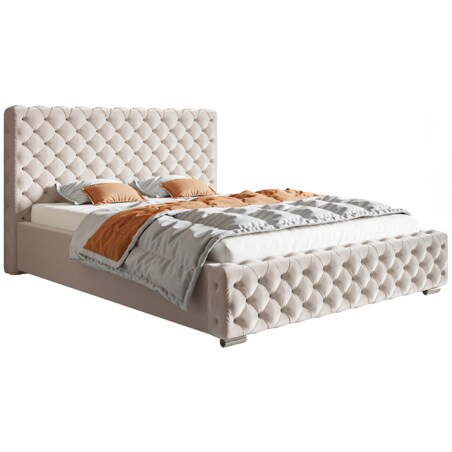 Łóżko sypialniane w stylu glamour 180x200 BEN 12 - beżowe