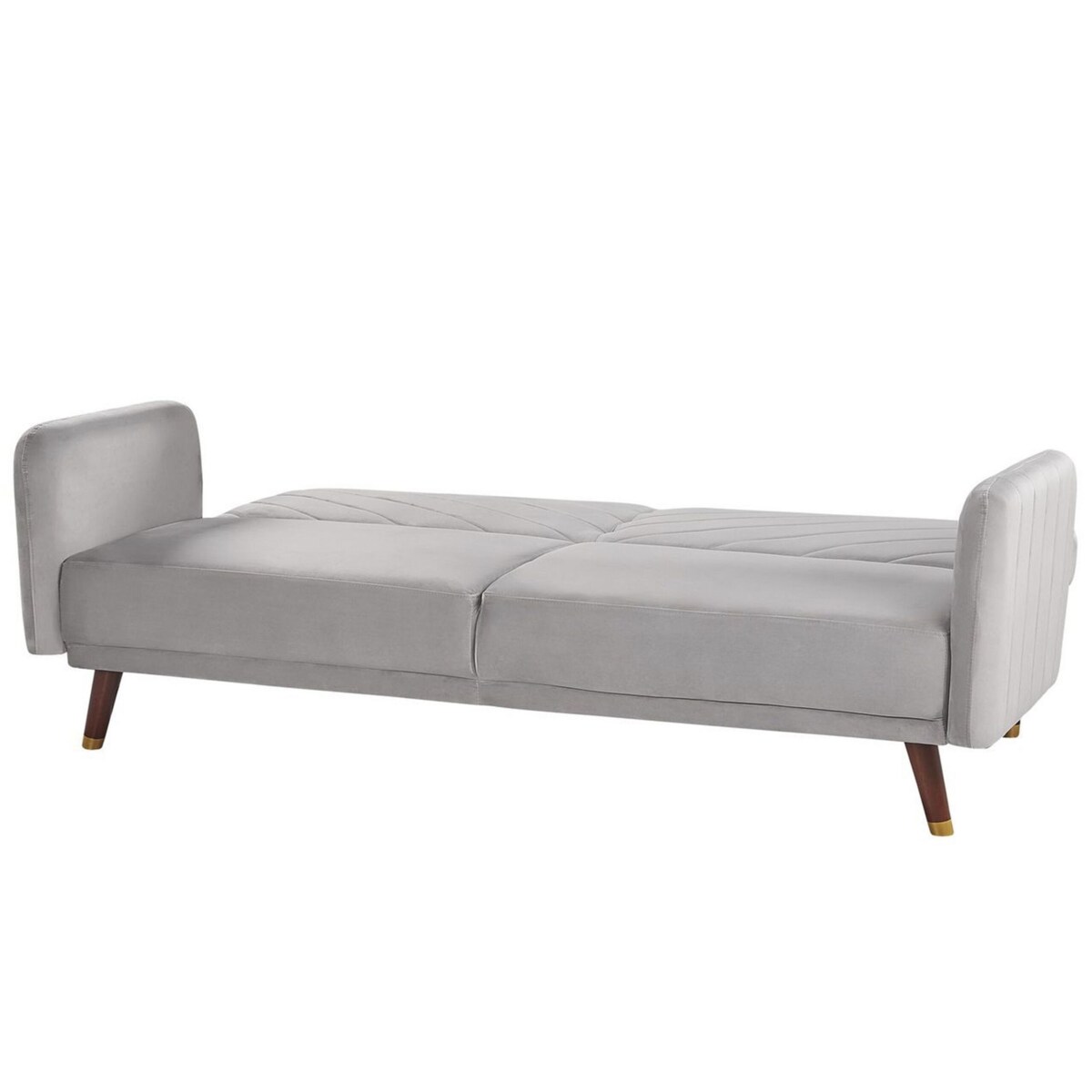 Sofa rozkładana welurowa jasnoszara SENJA