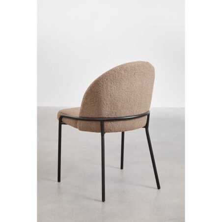 Krzesło na metalowej podstawie, boucleé, kawa z mlekiem, Grolet