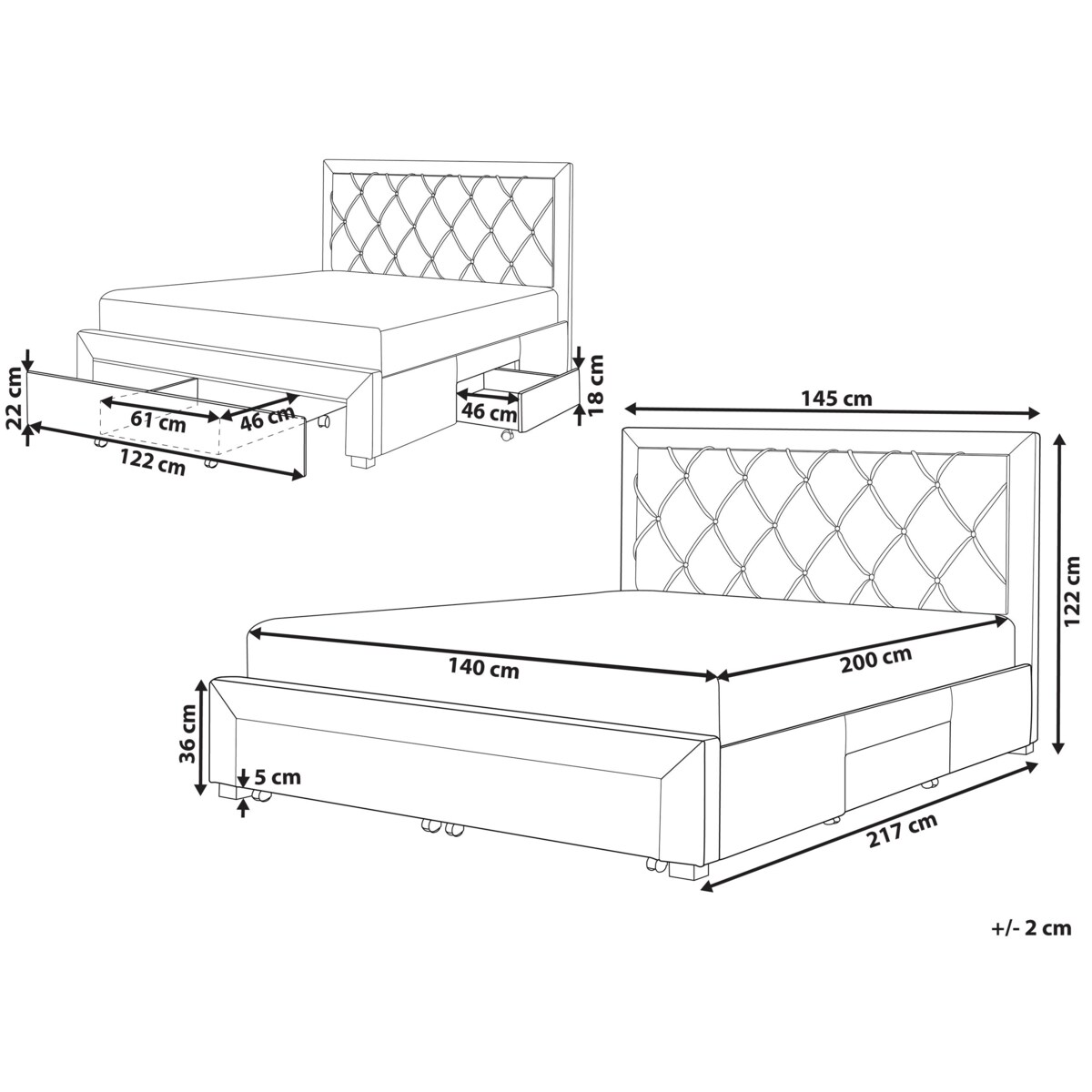 Łóżko welurowe 140 x 200 cm beżowe LIEVIN