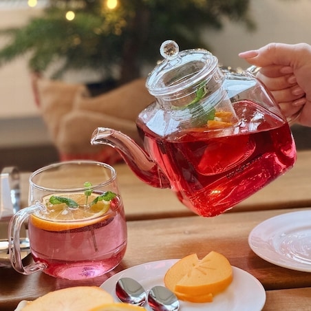 DZBANEK Z ZAPARZACZEM szklanym sitko imbryk czajnik na zioła herbatę 1,2 L