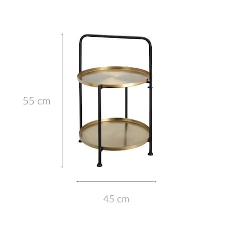 Stolik boczny do kanapy, złote tace, Ø 45 cm