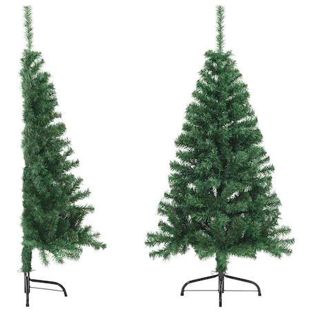vidaXL Sztuczna choinka ze stojakiem, połówka, zielona, 120 cm, PVC
