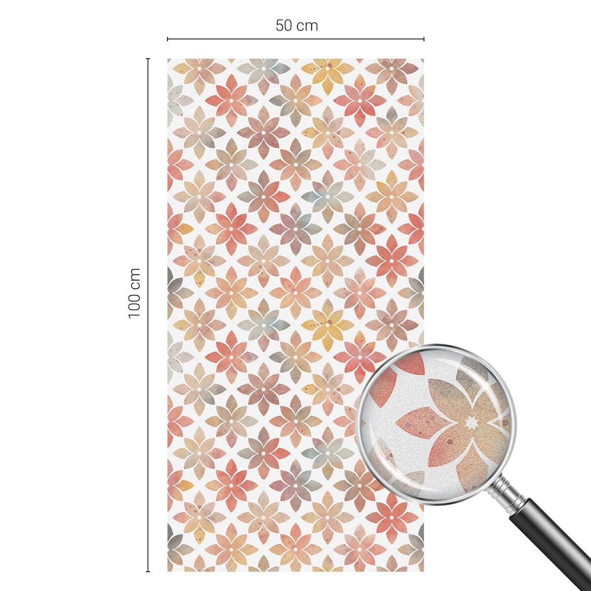 Okleina na okno dekoracyjna - Kolorowe kwiaty na białym tle - 50x100 cm