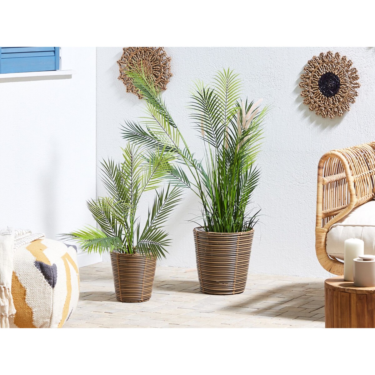 Zestaw 2 koszy na kwiaty z technorattanu brązowy SARTI