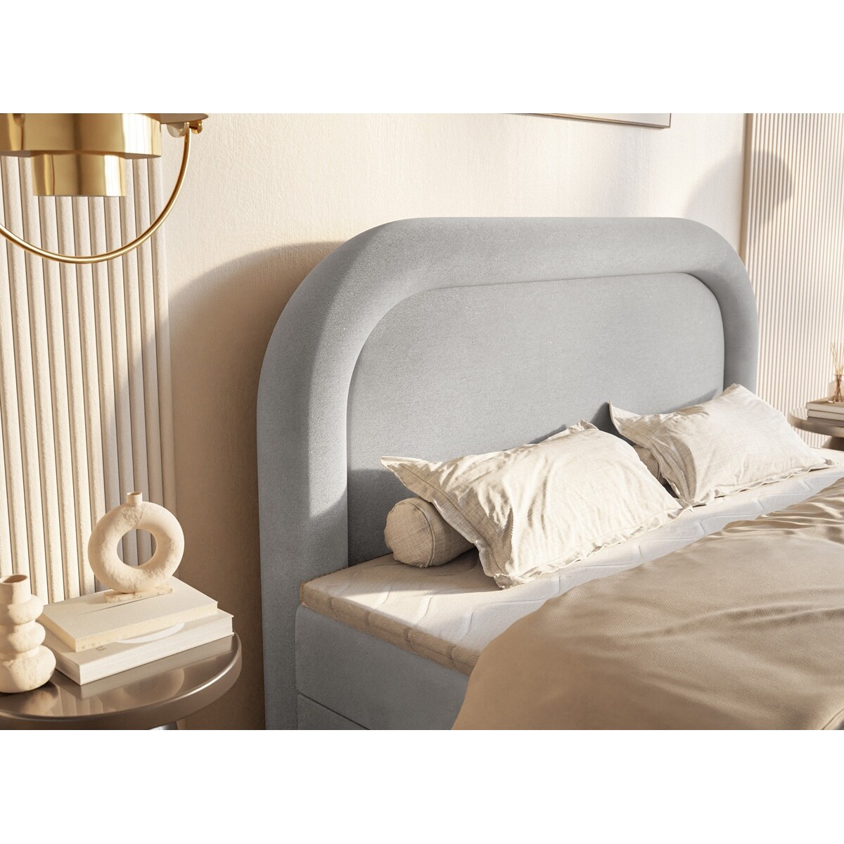 Łóżko kontynentalne ROSSINI z materacem - szare