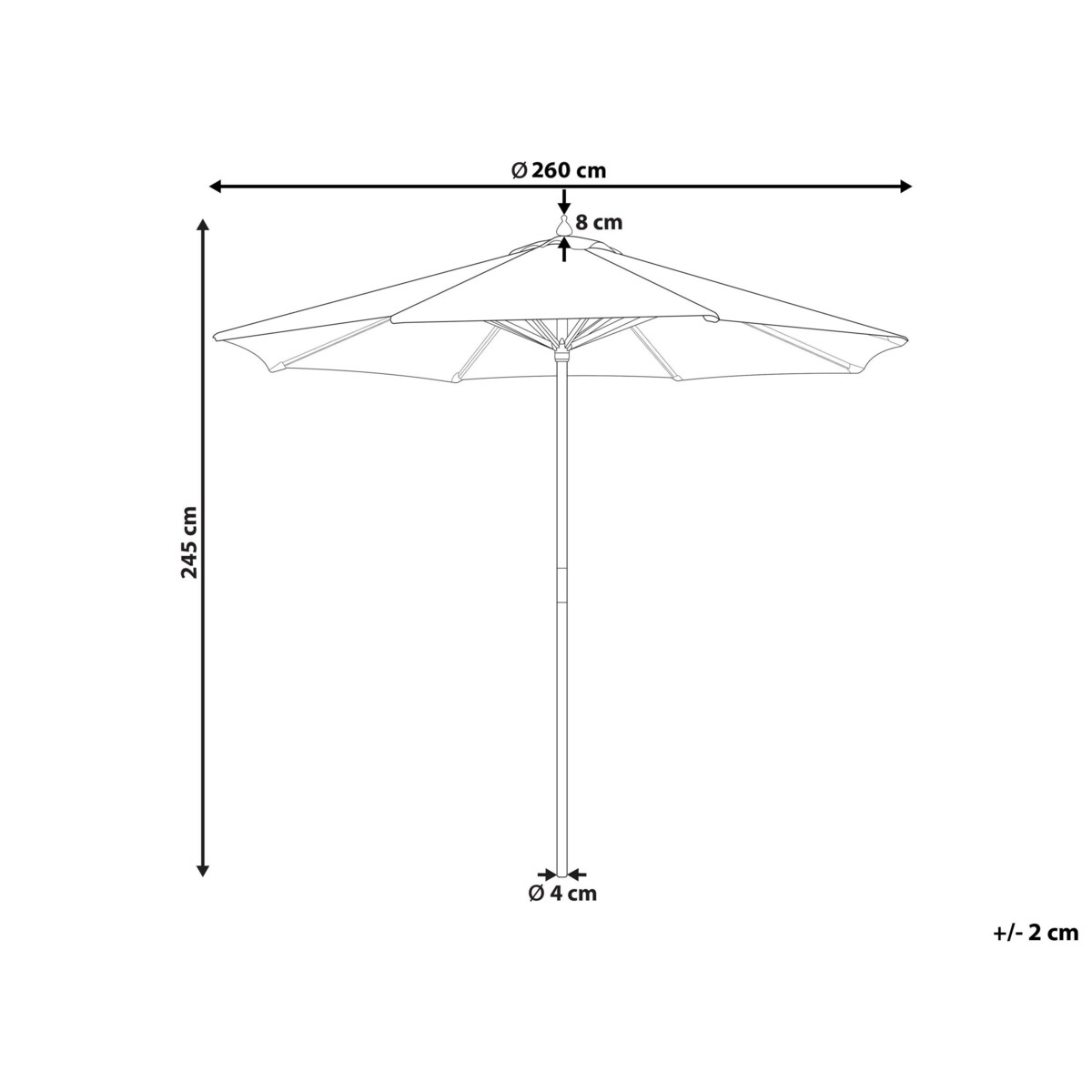 Parasol ogrodowy ⌀ 260 cm beżowo-biały FERENTILLO
