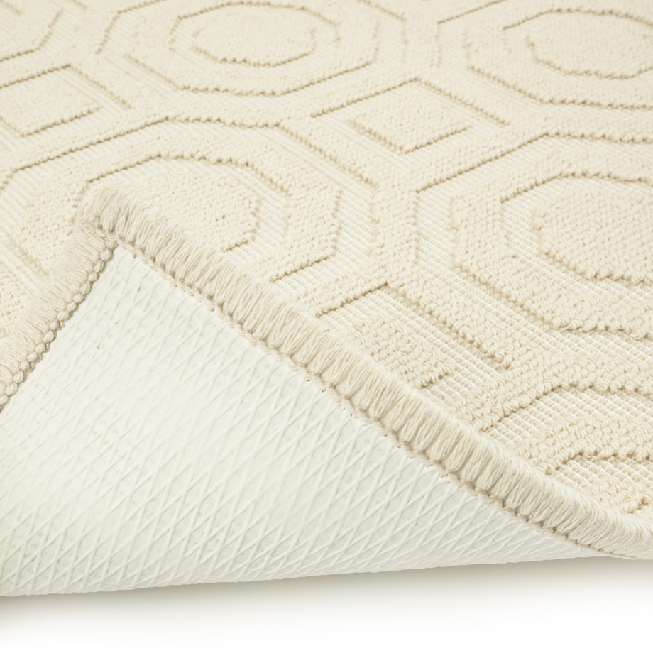 Dywanik łazienkowy Lino 60x90 cm bawełniany geometryczny beżowy