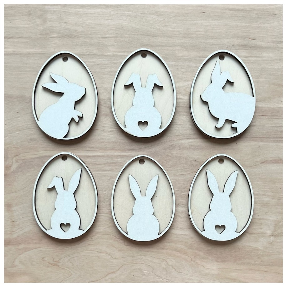 Zawieszki wielkanocne JAJKA 6 szt jednostronny