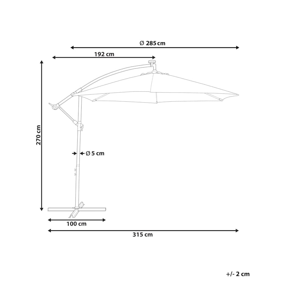 Parasol ogrodowy LED ⌀ 285 cm szary CORVAL