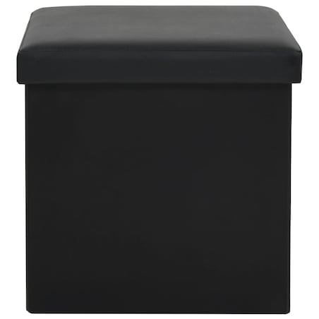 vidaXL Składane stołki ze schowkiem, 2 szt., czarne, sztuczna skóra