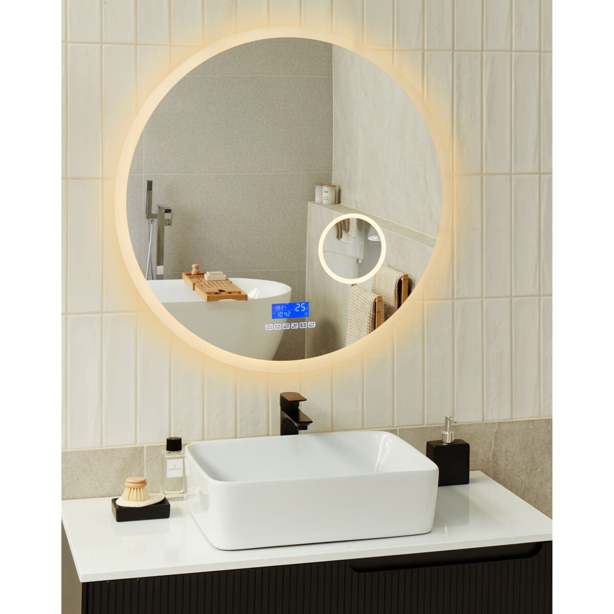 Lustro ścienne LED z głośnikiem Bluetooth 80 cm srebrne FIXIN