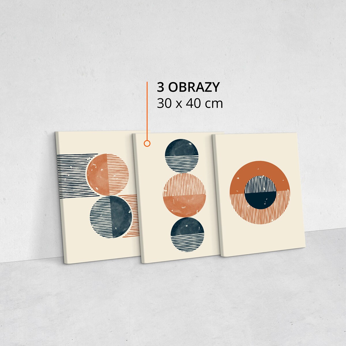 OBRAZY NA ŚCIANĘ SET ABSTRAKCJA STYL BOHO FIGURY GEOMETRYCZNE 90x40cm