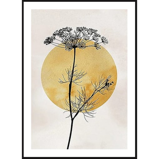 Poster Story, Plakat, Obraz - Sylwetka Czarnej Trawy na Tle Słońca, wymiary 30 x 42 cm