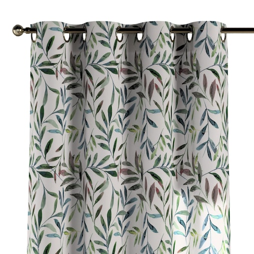 Zasłona na kółkach 1 szt. 130x260 zielone gałązki na białym tle