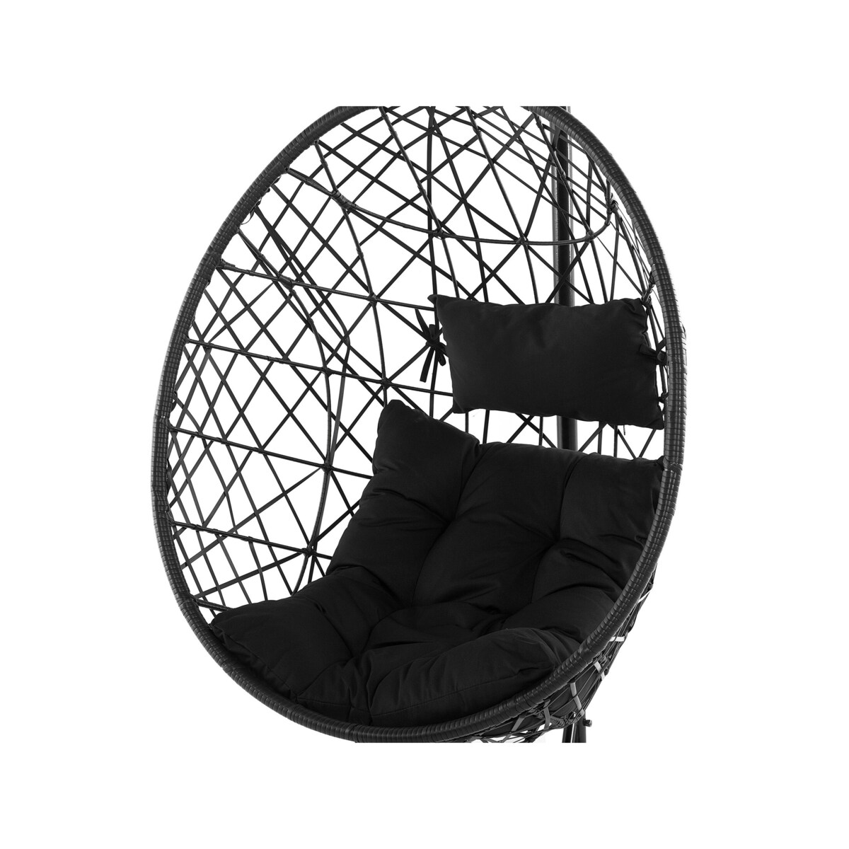 Fotel wiszący ze stojakiem z technorattanu czarny ALATRI