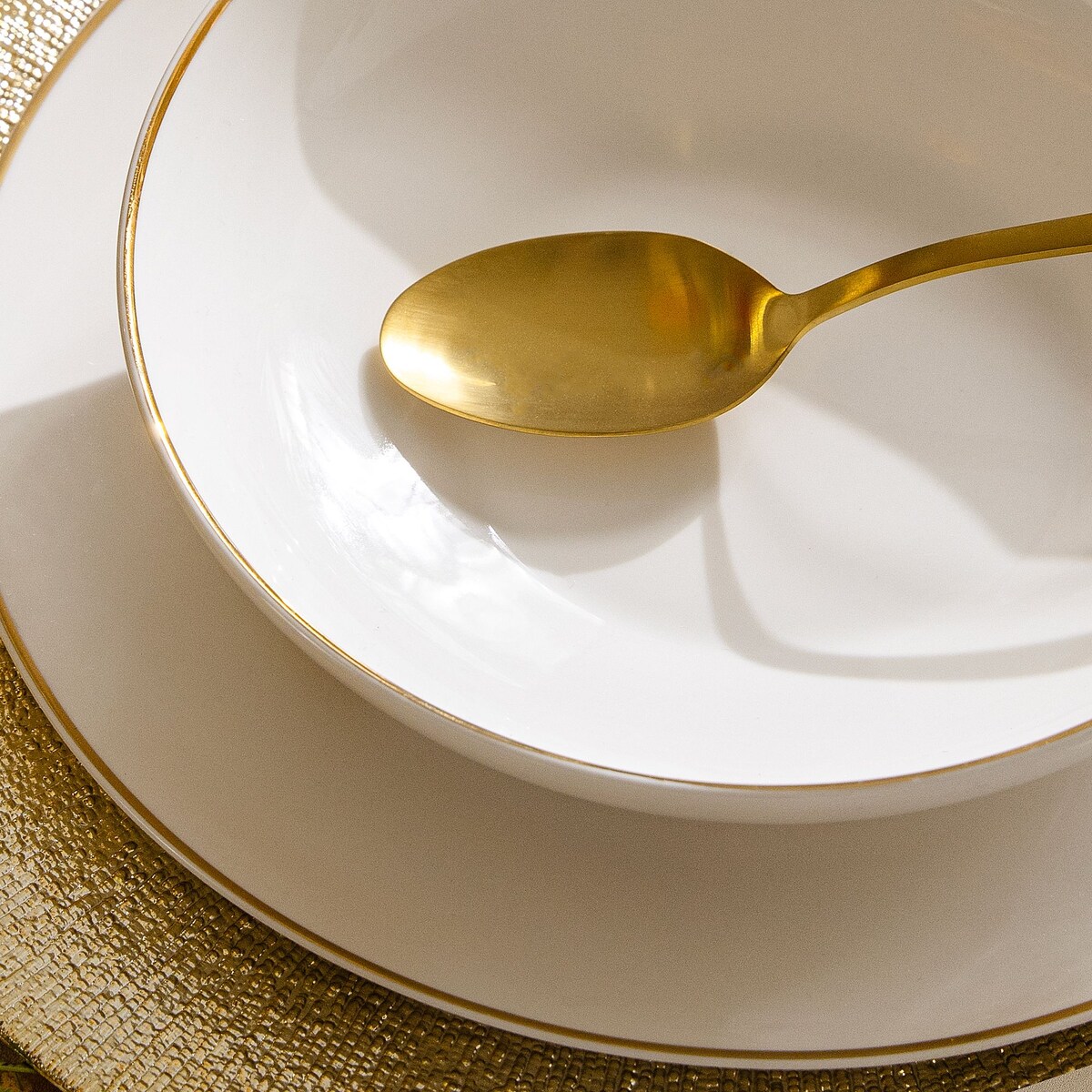 KONSIMO AD BELLA, Talerz głęboki 6 szt., kolor ecru/złoty