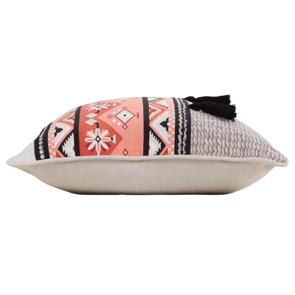 Poduszka dekoracyjna z frędzlami KENYA, bawełniana, 45 x 45 cm, wzór etniczny
