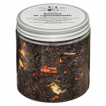 Herbata czarna sypana BANAN W CYNAMONIE o smaku bananów w cynamonie PREMIUM - herbata liściasta sypana mieszanka napar susz - gotowa na prezent upominek